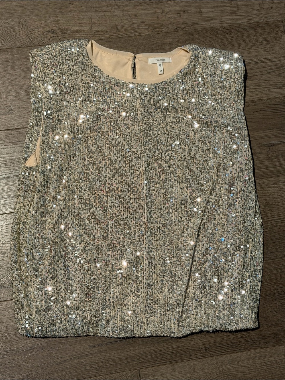 Maurice’s Sequined Shell Top in Neutral Beige